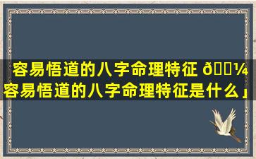 容易悟道的八字命理特征 🐼 「容易悟道的八字命理特征是什么」